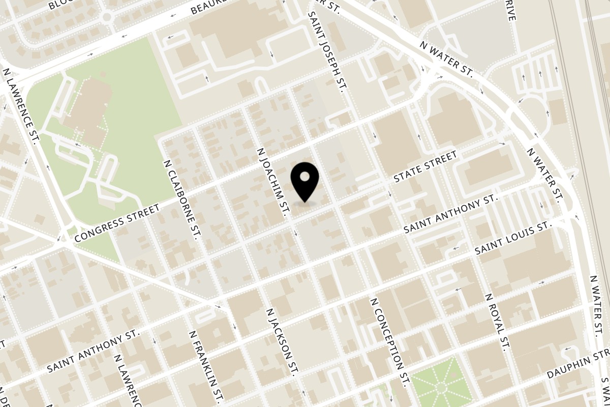 Map showing the location of Iron Hand Brewing, LLC on 206 State St in Mobile